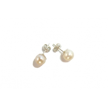 Classic Pearl and Silver Stud Earrings